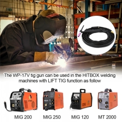 HITBOX TIG Welding Torch WP17V 13ft 4M Welder Torch 140A 150-Amp Air Cooled SR-17V TIG Welder Gun with Europe Plug for Lift TIG